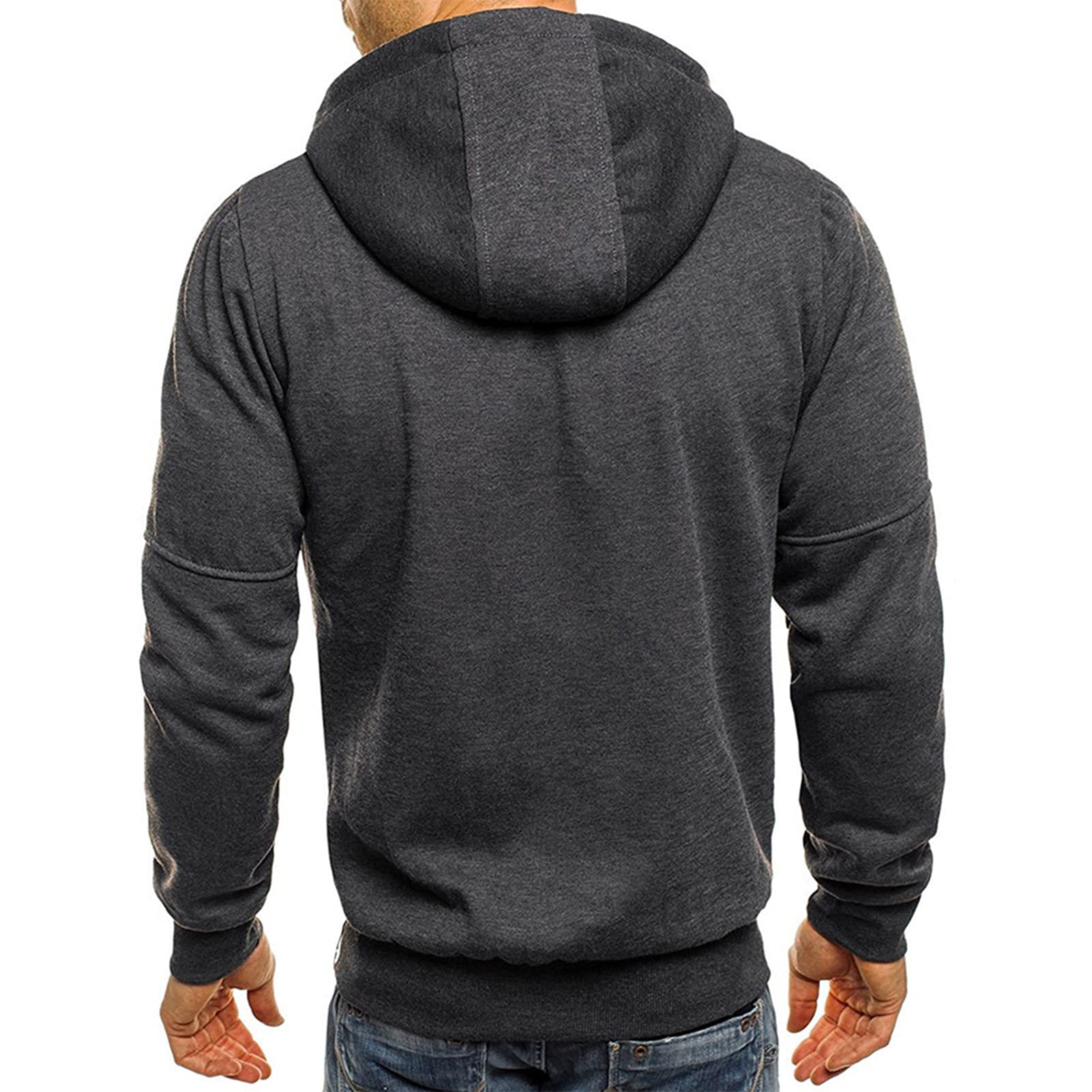 Sweat à capuche léger à manches longues avec fermeture éclair pour homme - fitnessterapy
