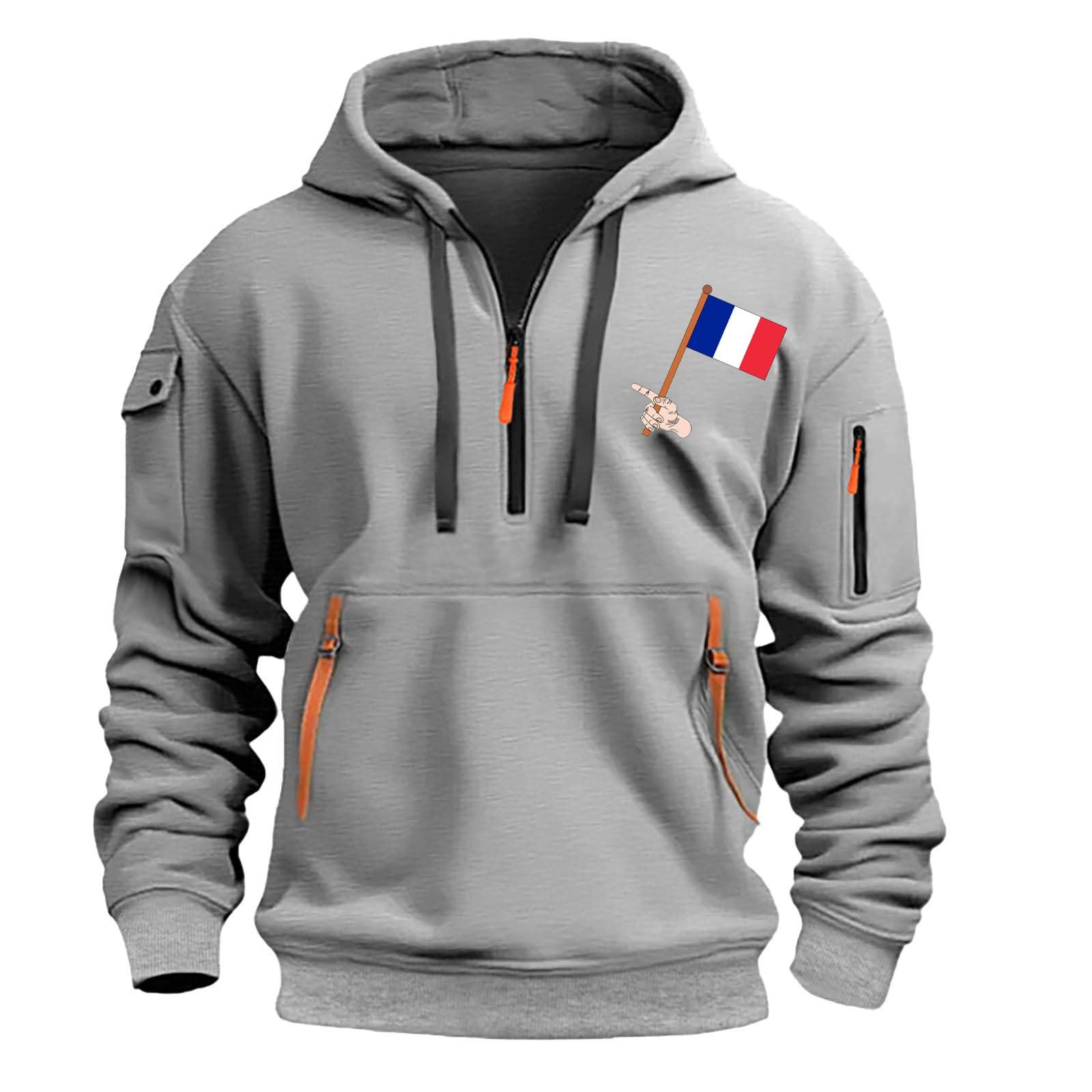 Sweat à capuche noir pour homme, avec demi - fermeture éclair, grandes tailles, pull, chaud, décontracté, confortable, pour le travail en plein air, pour la vie quotidienne, haut, couleur unie - fitnessterapy
