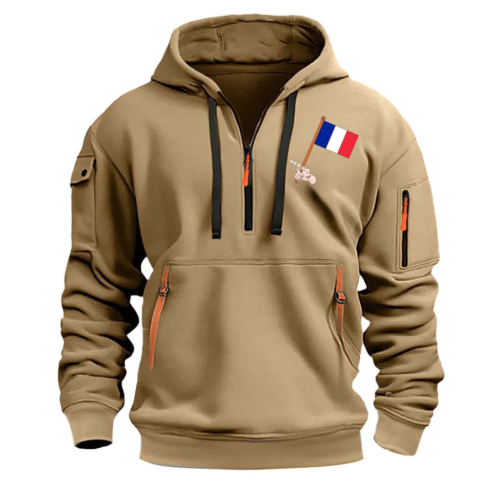 Sweat à capuche noir pour homme, avec demi - fermeture éclair, grandes tailles, pull, chaud, décontracté, confortable, pour le travail en plein air, pour la vie quotidienne, haut, couleur unie - fitnessterapy