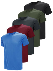 Teesmen Homme Sport T-Shirt 5pack Gym Manches Courtes Courir Simple Mulit Crew Neck Workout T-Shirt - fitnessterapy
