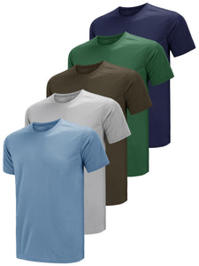 Teesmen Homme Sport T-Shirt 5pack Gym Manches Courtes Courir Simple Mulit Crew Neck Workout T-Shirt - fitnessterapy