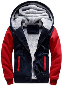 VSUSN Homme Veste à Capuche avec Zippée Manches Longues Épaisse Manteau à Capuche Hiver Chaud Polaires Doublé Sweats à Capuche - fitnessterapy