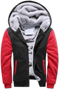 VSUSN Homme Veste à Capuche avec Zippée Manches Longues Épaisse Manteau à Capuche Hiver Chaud Polaires Doublé Sweats à Capuche - fitnessterapy