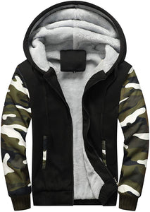 VSUSN Homme Veste à Capuche avec Zippée Manches Longues Épaisse Manteau à Capuche Hiver Chaud Polaires Doublé Sweats à Capuche - fitnessterapy
