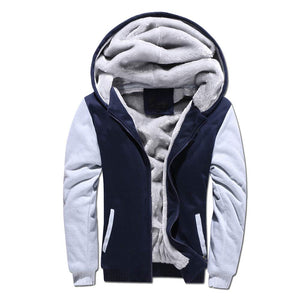 VSUSN Homme Veste à Capuche avec Zippée Manches Longues Épaisse Manteau à Capuche Hiver Chaud Polaires Doublé Sweats à Capuche - fitnessterapy