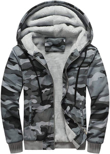 VSUSN Homme Veste à Capuche avec Zippée Manches Longues Épaisse Manteau à Capuche Hiver Chaud Polaires Doublé Sweats à Capuche - fitnessterapy