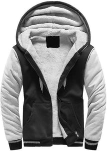 VSUSN Homme Veste à Capuche avec Zippée Manches Longues Épaisse Manteau à Capuche Hiver Chaud Polaires Doublé Sweats à Capuche - fitnessterapy