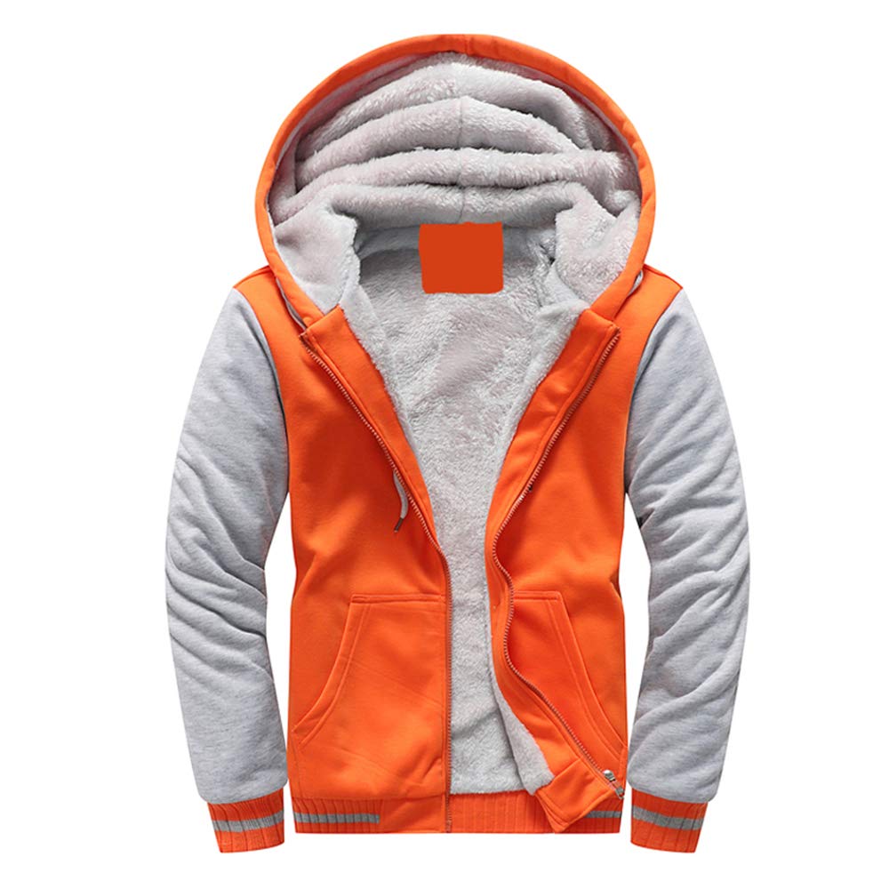 VSUSN Homme Veste à Capuche avec Zippée Manches Longues Épaisse Manteau à Capuche Hiver Chaud Polaires Doublé Sweats à Capuche - fitnessterapy