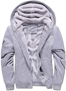 VSUSN Homme Veste à Capuche avec Zippée Manches Longues Épaisse Manteau à Capuche Hiver Chaud Polaires Doublé Sweats à Capuche - fitnessterapy