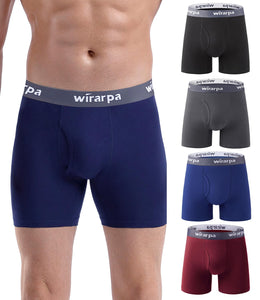 wirarpa Boxer Homme Coton Caleçon Hommes Élastique Confortable Braguette Ouverte sans Etiquette Lot de 4 - fitnessterapy