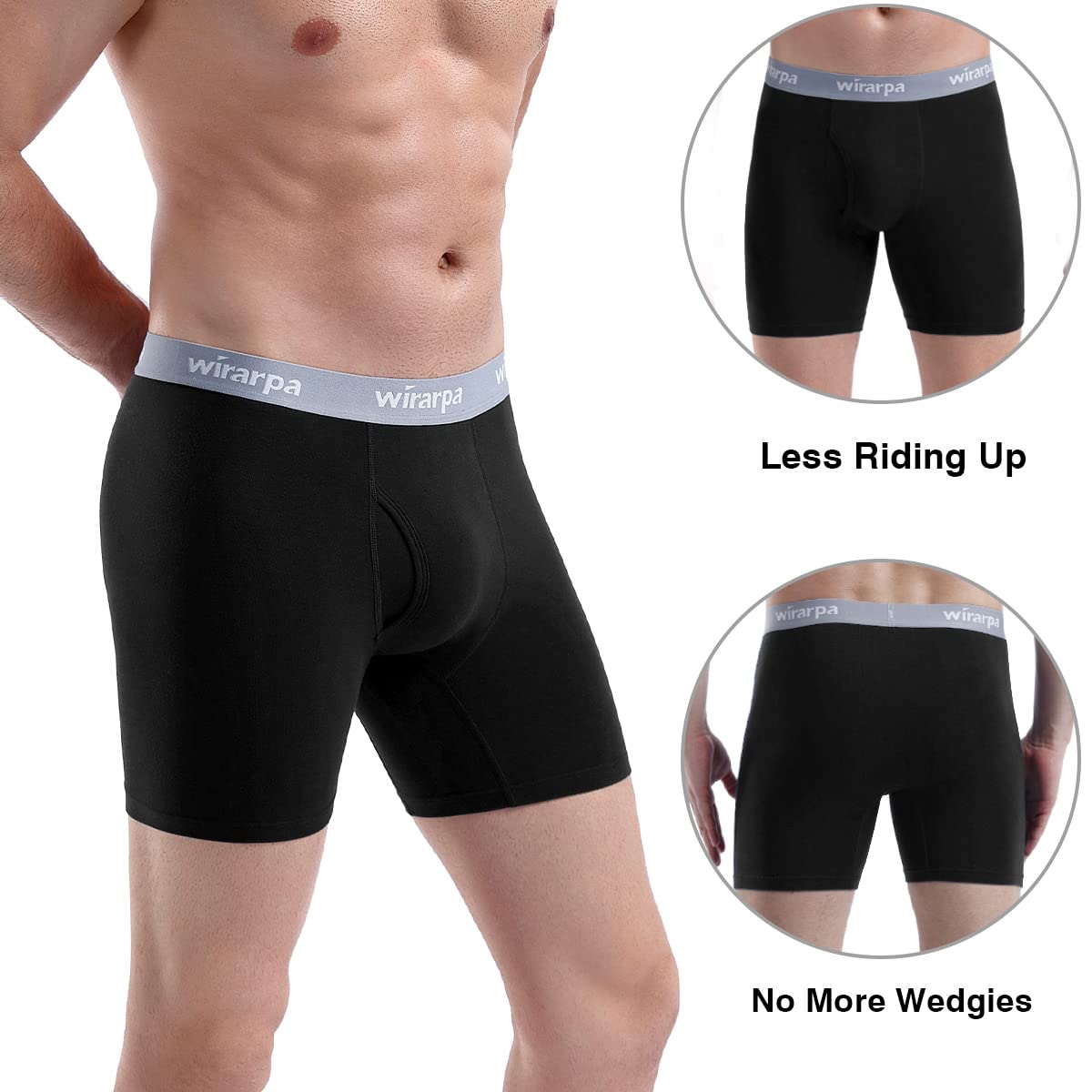 wirarpa Boxer Homme Coton Caleçon Hommes Élastique Confortable Braguette Ouverte sans Etiquette Lot de 4 - fitnessterapy