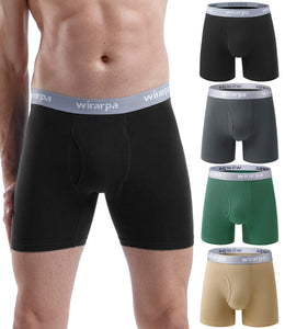 wirarpa Boxer Homme Coton Caleçon Hommes Élastique Confortable Braguette Ouverte sans Etiquette Lot de 4 - fitnessterapy