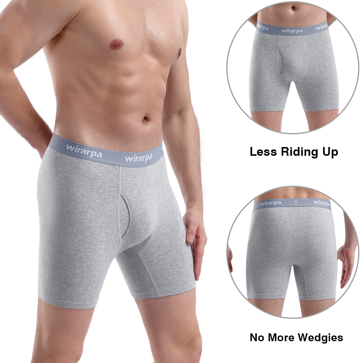 wirarpa Boxer Homme Coton Caleçon Hommes Élastique Confortable Braguette Ouverte sans Etiquette Lot de 4 - fitnessterapy