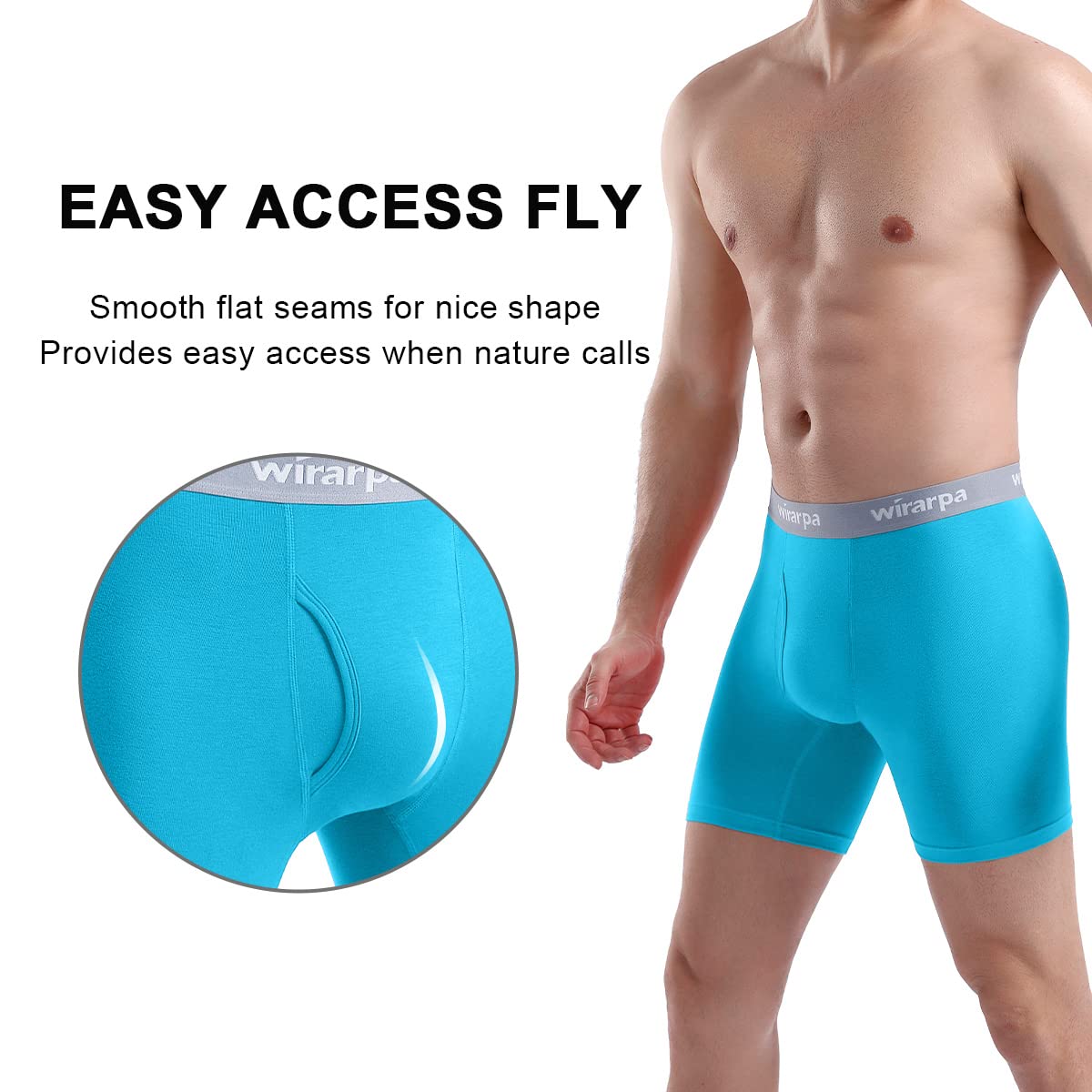 wirarpa Boxer Homme Coton Caleçon Hommes Élastique Confortable Braguette Ouverte sans Etiquette Lot de 4 - fitnessterapy