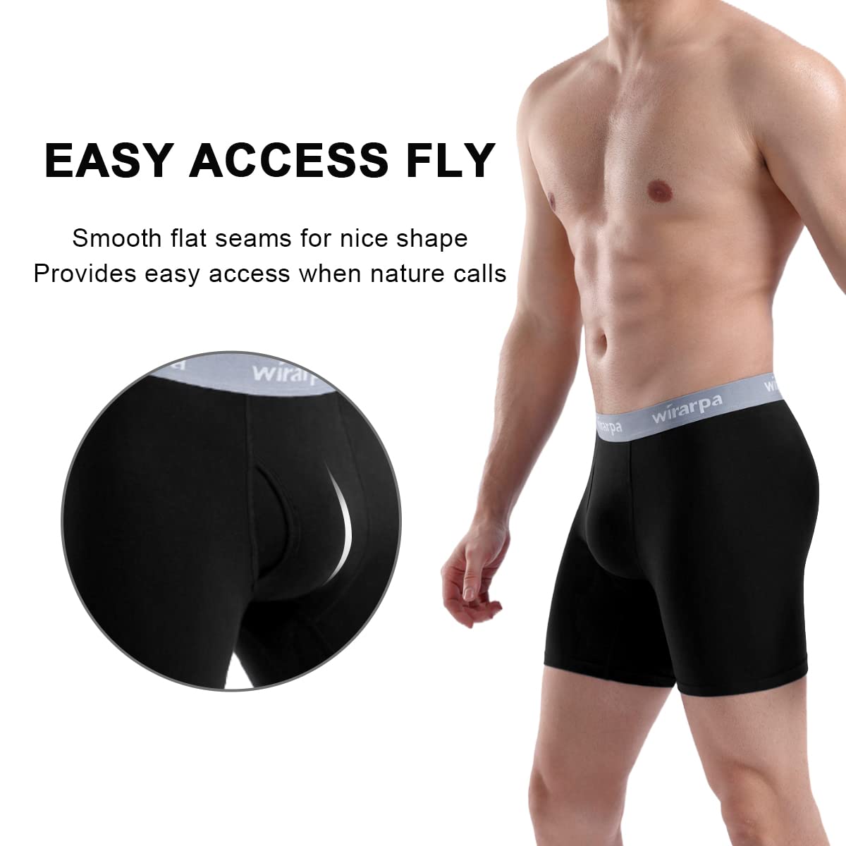 wirarpa Boxer Homme Coton Caleçon Hommes Élastique Confortable Braguette Ouverte sans Etiquette Lot de 4 - fitnessterapy