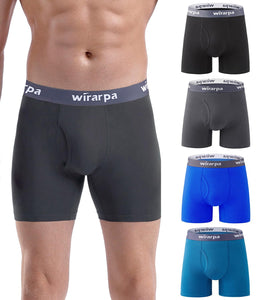 wirarpa Boxer Homme Coton Caleçon Hommes Élastique Confortable Braguette Ouverte sans Etiquette Lot de 4 - fitnessterapy