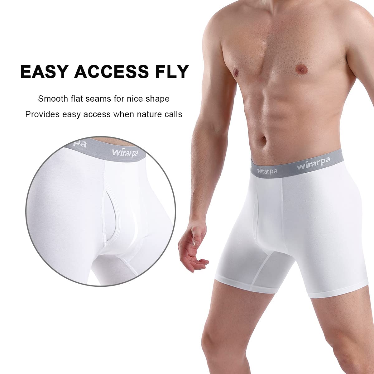 wirarpa Boxer Homme Coton Caleçon Hommes Élastique Confortable Braguette Ouverte sans Etiquette Lot de 4 - fitnessterapy