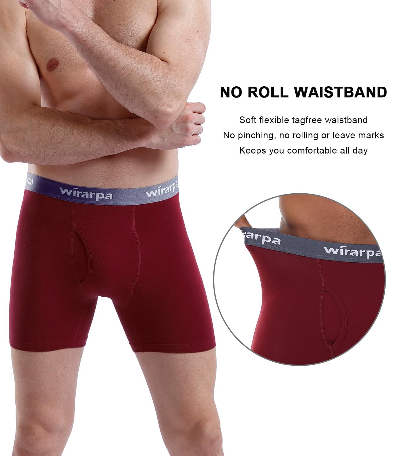 wirarpa Boxer Homme Coton Caleçon Hommes Élastique Confortable Braguette Ouverte sans Etiquette Lot de 4 - fitnessterapy