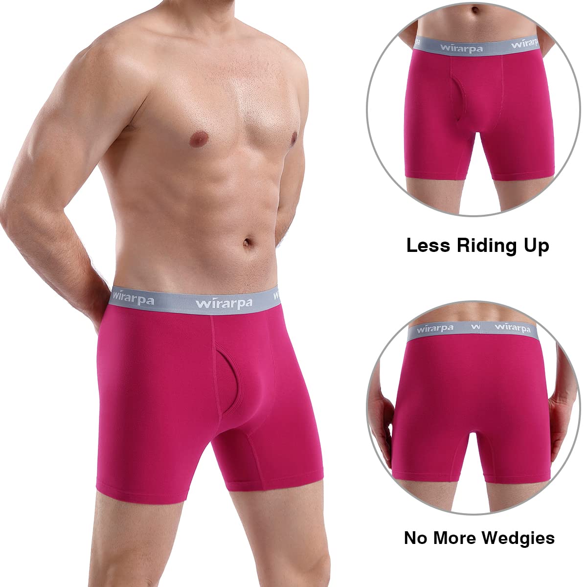 wirarpa Boxer Homme Coton Caleçon Hommes Élastique Confortable Braguette Ouverte sans Etiquette Lot de 4 - fitnessterapy