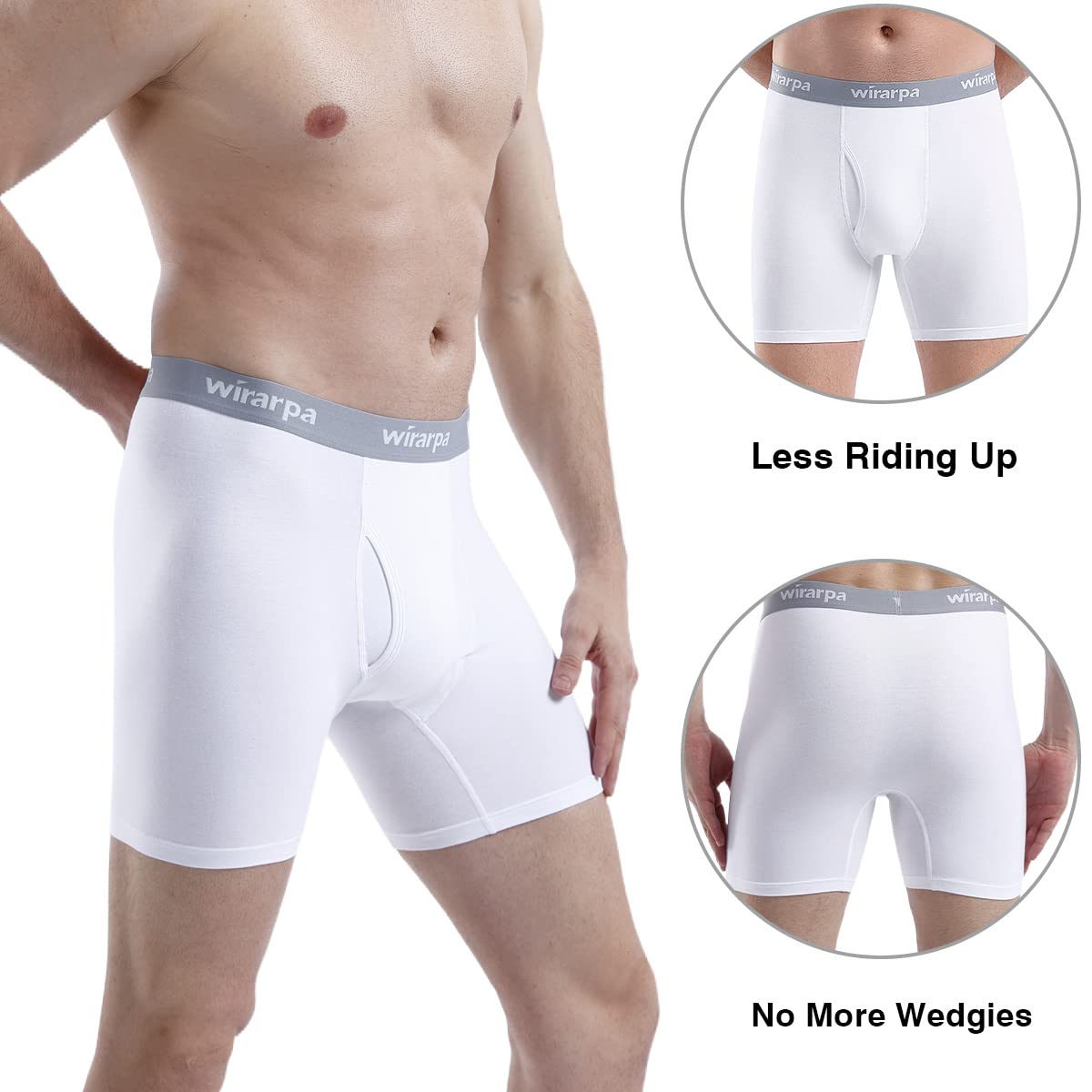 wirarpa Boxer Homme Coton Caleçon Hommes Élastique Confortable Braguette Ouverte sans Etiquette Lot de 4 - fitnessterapy