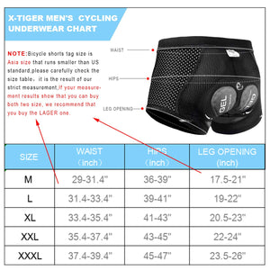 X - TIGER Montagne Cyclisme Shorts Velo avec Sweat Absorbent Volatility Fast Drying Padded 5D Gel pour Homme Femme - fitnessterapy