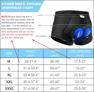 X - TIGER Montagne Cyclisme Shorts Velo avec Sweat Absorbent Volatility Fast Drying Padded 5D Gel pour Homme Femme - fitnessterapy