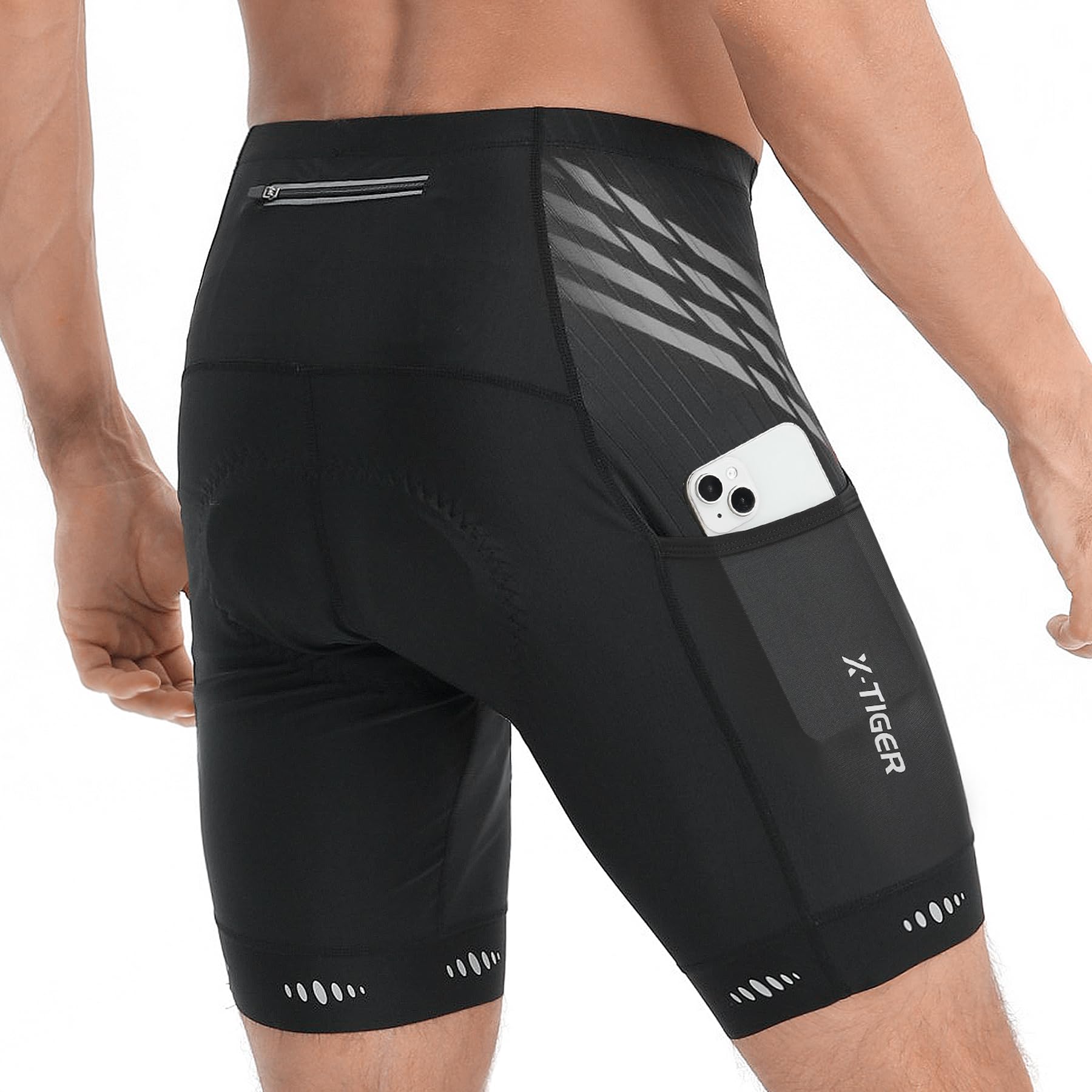 X - TIGER Short Cycliste Homme avec 3 Poches Short VTT Cyclisme Shorts Velo avec Sweat Absorbent Volatility Fast Drying Padded 5D Gel - fitnessterapy