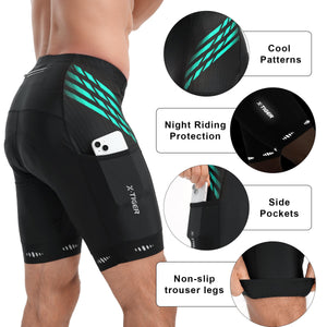X - TIGER Short Cycliste Homme avec 3 Poches Short VTT Cyclisme Shorts Velo avec Sweat Absorbent Volatility Fast Drying Padded 5D Gel - fitnessterapy
