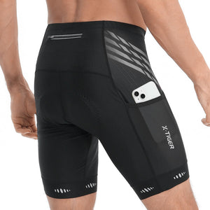 X - TIGER Short Cycliste Homme avec 3 Poches Short VTT Cyclisme Shorts Velo avec Sweat Absorbent Volatility Fast Drying Padded 5D Gel - fitnessterapy
