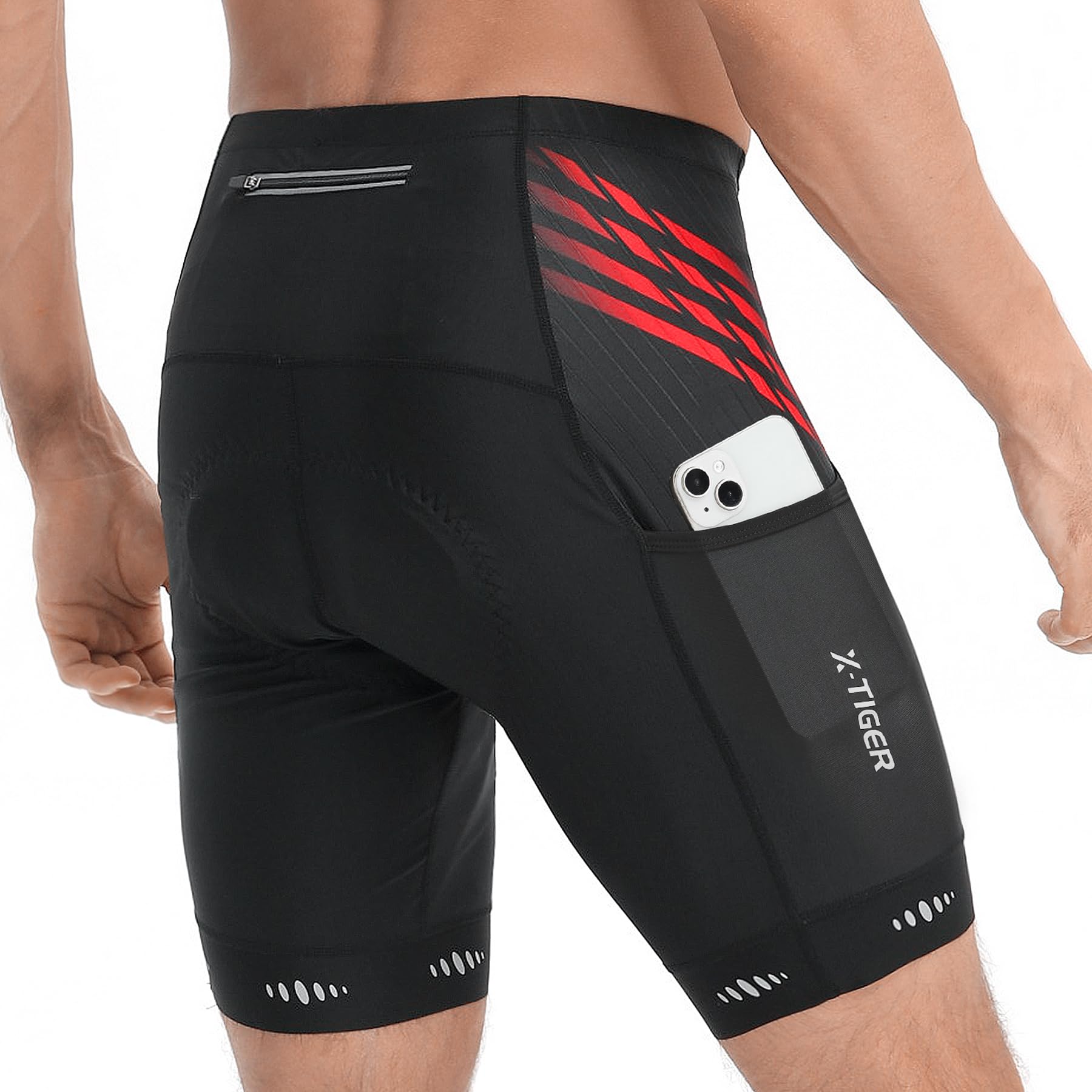 X - TIGER Short Cycliste Homme avec 3 Poches Short VTT Cyclisme Shorts Velo avec Sweat Absorbent Volatility Fast Drying Padded 5D Gel - fitnessterapy