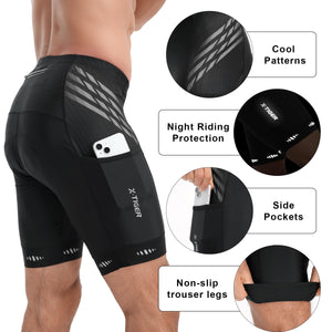 X - TIGER Short Cycliste Homme avec 3 Poches Short VTT Cyclisme Shorts Velo avec Sweat Absorbent Volatility Fast Drying Padded 5D Gel - fitnessterapy