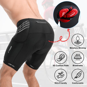 X - TIGER Short Cycliste Homme avec 3 Poches Short VTT Cyclisme Shorts Velo avec Sweat Absorbent Volatility Fast Drying Padded 5D Gel - fitnessterapy