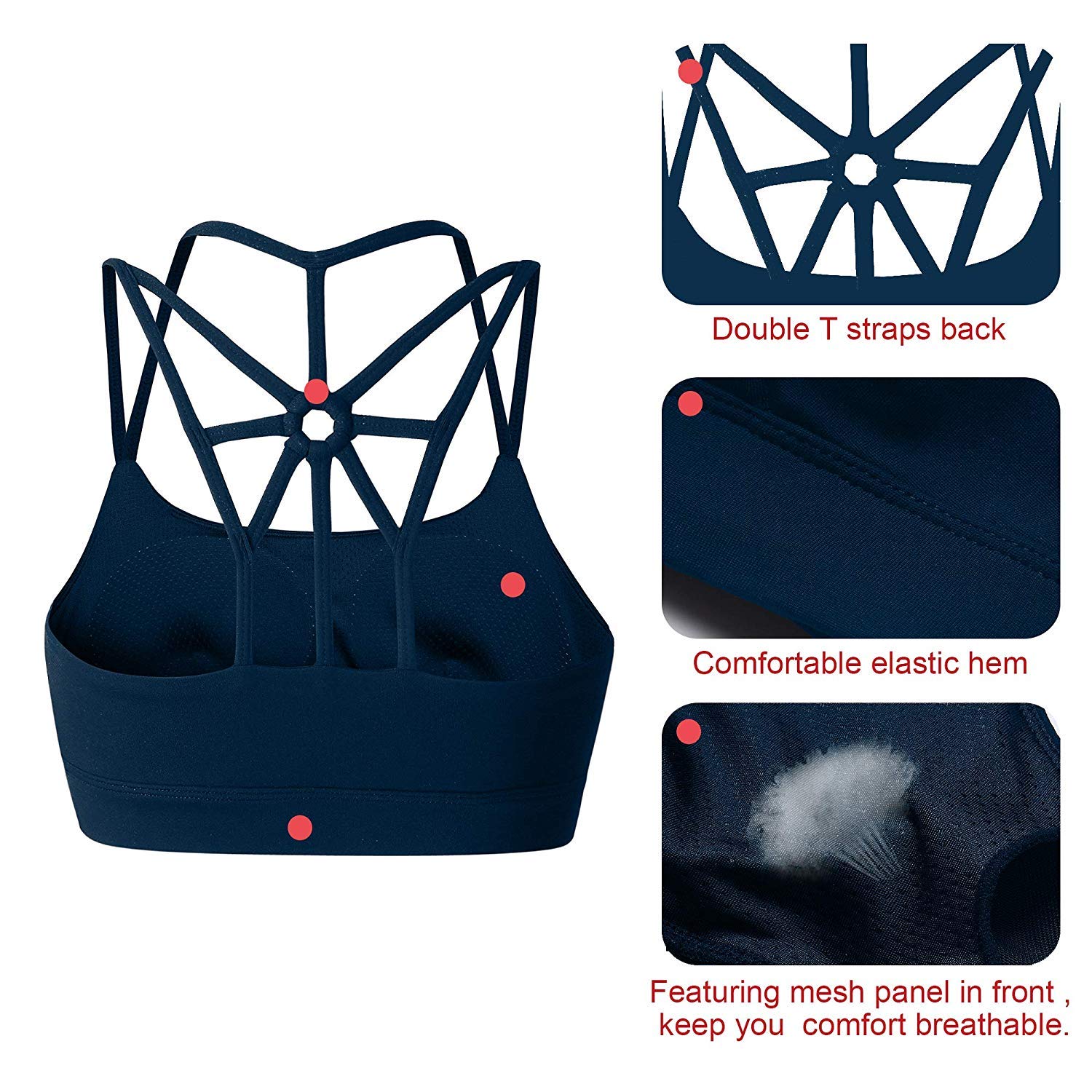 YIANNA Femme Soutien Gorge Sport sans Armature Brassiere Rembourré Yoga Soutiens - Gorge Crop Top - fitnessterapy