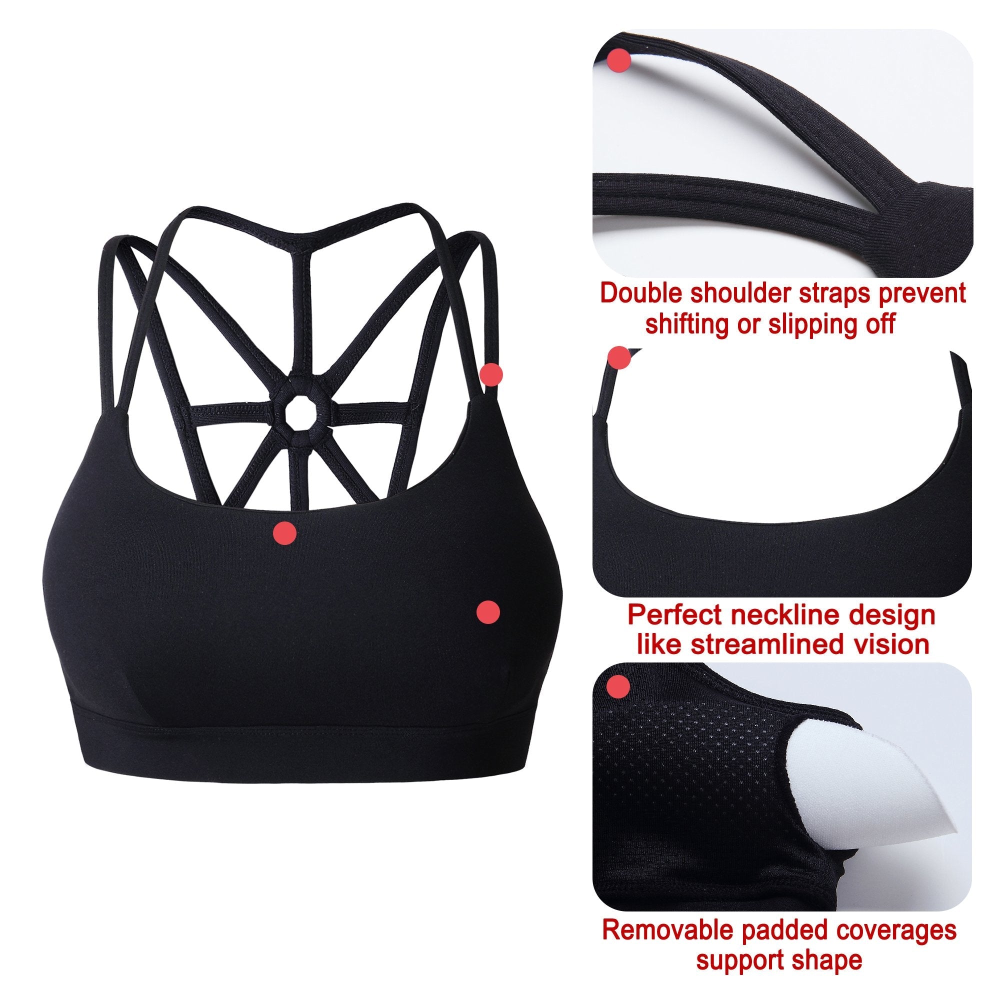 YIANNA Femme Soutien Gorge Sport sans Armature Brassiere Rembourré Yoga Soutiens - Gorge Crop Top - fitnessterapy