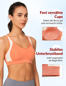 Yvette Soutien Gorge de Sport Femme Dos Croisé Maintien Élevé Grande Taille Brassière sans Armature avec Coussinets Course Tennis Fitness - fitnessterapy