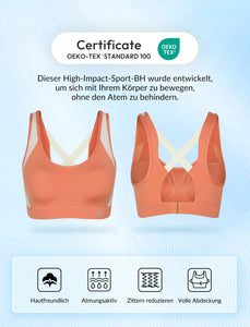 Yvette Soutien Gorge de Sport Femme Dos Croisé Maintien Élevé Grande Taille Brassière sans Armature avec Coussinets Course Tennis Fitness - fitnessterapy