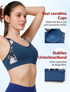 Yvette Soutien Gorge de Sport Femme Dos Croisé Maintien Élevé Grande Taille Brassière sans Armature avec Coussinets Course Tennis Fitness - fitnessterapy