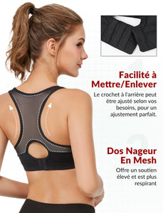 Yvette Soutien - Gorge de Sport Femmes en Maille Respirante Dos Nageur Maintien Élevé sans Armatures Grande Taille Fitness Jogging Golf - fitnessterapy