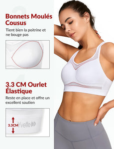 Yvette Soutien - Gorge de Sport Femmes en Maille Respirante Dos Nageur Maintien Élevé sans Armatures Grande Taille Fitness Jogging Golf - fitnessterapy