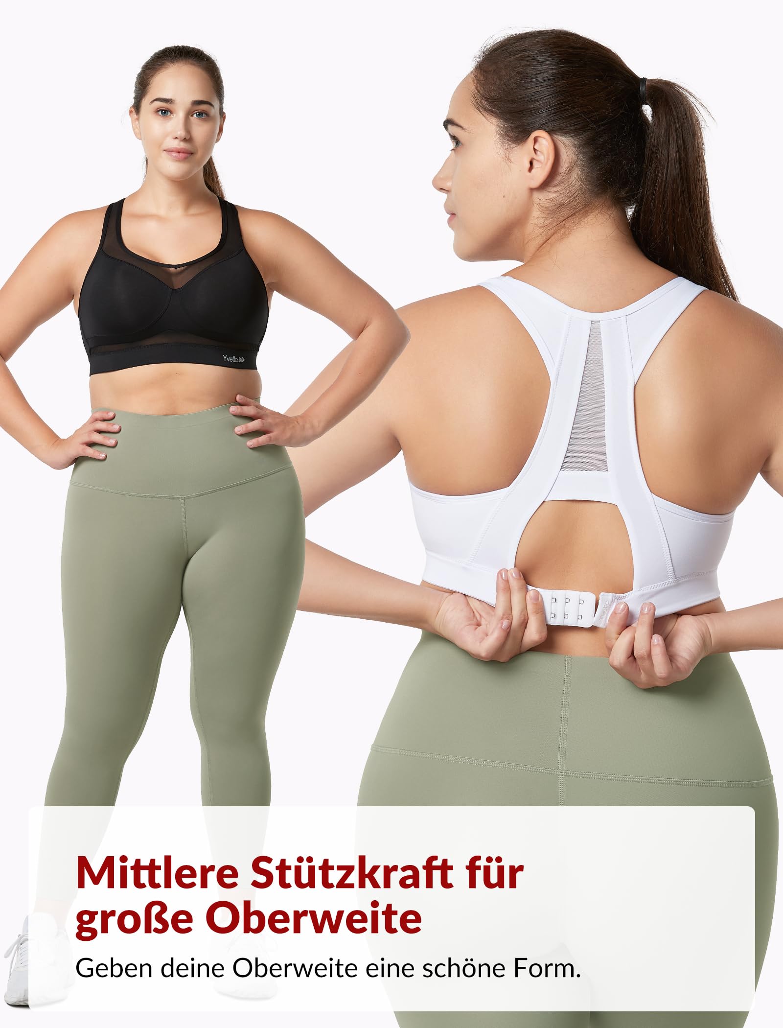 Yvette Soutien - Gorge de Sport Femmes en Maille Respirante Dos Nageur Maintien Élevé sans Armatures Grande Taille Fitness Jogging Golf - fitnessterapy