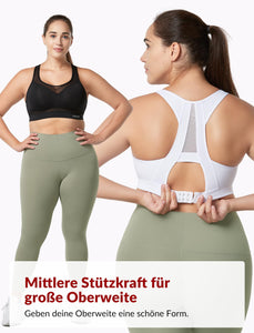 Yvette Soutien - Gorge de Sport Femmes en Maille Respirante Dos Nageur Maintien Élevé sans Armatures Grande Taille Fitness Jogging Golf - fitnessterapy