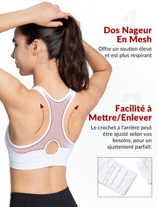 Yvette Soutien - Gorge de Sport Femmes en Maille Respirante Dos Nageur Maintien Élevé sans Armatures Grande Taille Fitness Jogging Golf - fitnessterapy