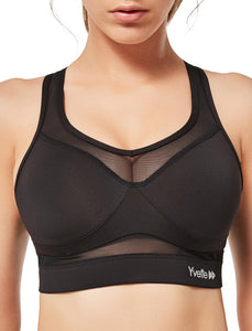 Yvette Soutien - Gorge de Sport Femmes en Maille Respirante Dos Nageur Maintien Élevé sans Armatures Grande Taille Fitness Jogging Golf - fitnessterapy