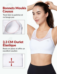 Yvette Soutien - Gorge de Sport Femmes en Maille Respirante Dos Nageur Maintien Élevé sans Armatures Grande Taille Fitness Jogging Golf - fitnessterapy