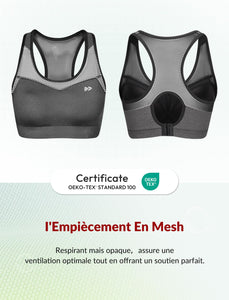 Yvette Soutien - Gorge de Sport Femmes en Maille Respirante Dos Nageur Maintien Élevé sans Armatures Grande Taille Fitness Jogging Golf - fitnessterapy