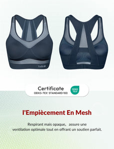 Yvette Soutien - Gorge de Sport Femmes en Maille Respirante Dos Nageur Maintien Élevé sans Armatures Grande Taille Fitness Jogging Golf - fitnessterapy