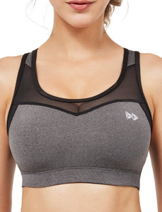 Yvette Soutien - Gorge de Sport Femmes en Maille Respirante Dos Nageur Maintien Élevé sans Armatures Grande Taille Fitness Jogging Golf - fitnessterapy