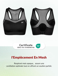 Yvette Soutien - Gorge de Sport Femmes en Maille Respirante Dos Nageur Maintien Élevé sans Armatures Grande Taille Fitness Jogging Golf - fitnessterapy