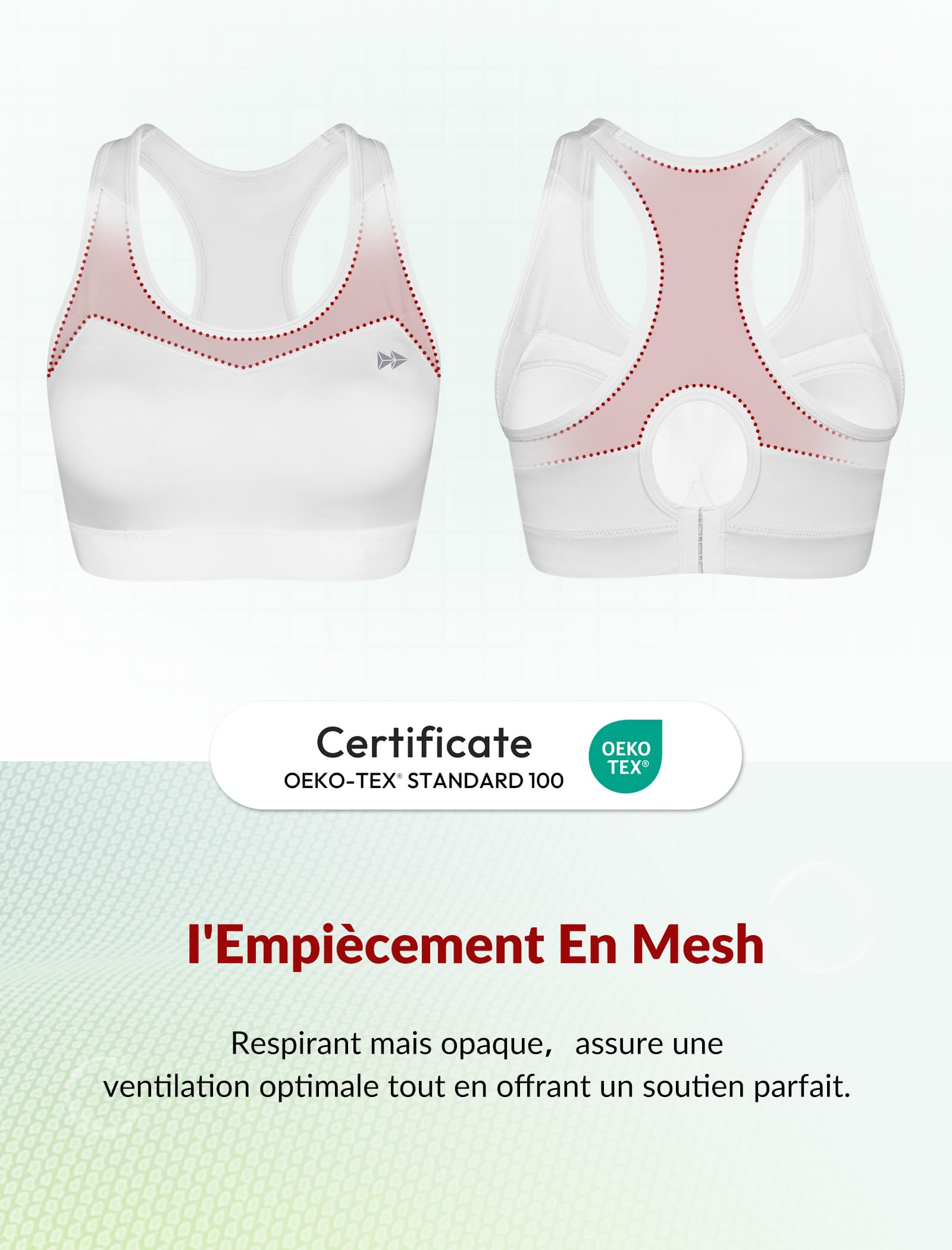 Yvette Soutien - Gorge de Sport Femmes en Maille Respirante Dos Nageur Maintien Élevé sans Armatures Grande Taille Fitness Jogging Golf - fitnessterapy