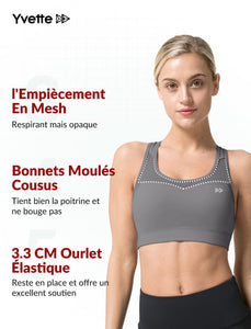 Yvette Soutien - Gorge de Sport Femmes en Maille Respirante Dos Nageur Maintien Élevé sans Armatures Grande Taille Fitness Jogging Golf - fitnessterapy